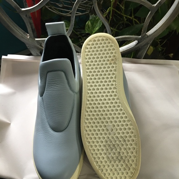 Celine Leather Sky Blue Slip-On Sneakers - Picture 4 of 8